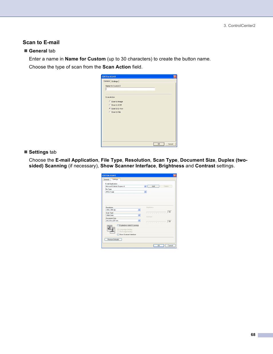 Scan to e-mail | Brother DCP 8060 User Manual | Page 74 / 182