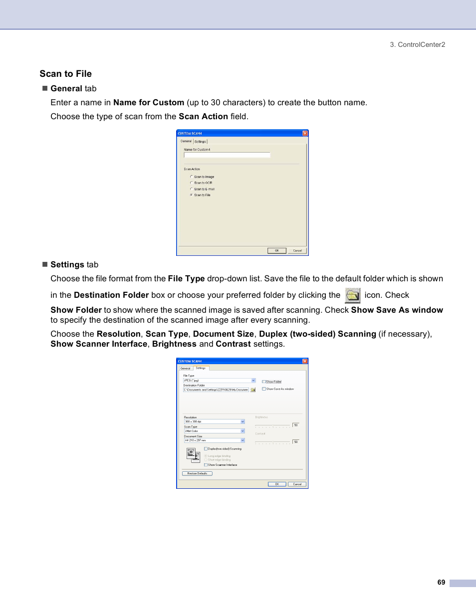 Scan to file | Brother DCP 8060 User Manual | Page 75 / 182