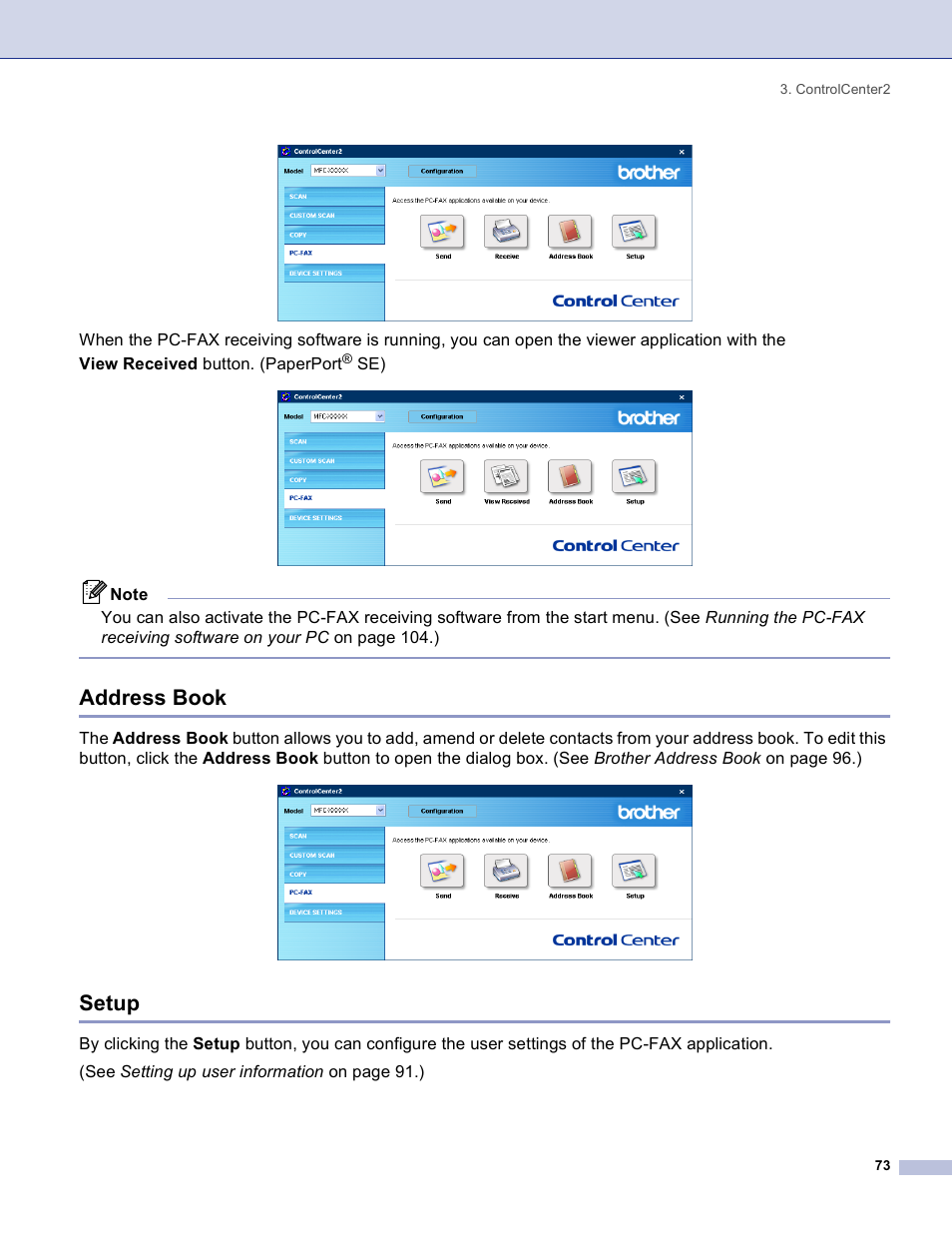 Address book, Setup, Address book setup | Brother DCP 8060 User Manual | Page 79 / 182