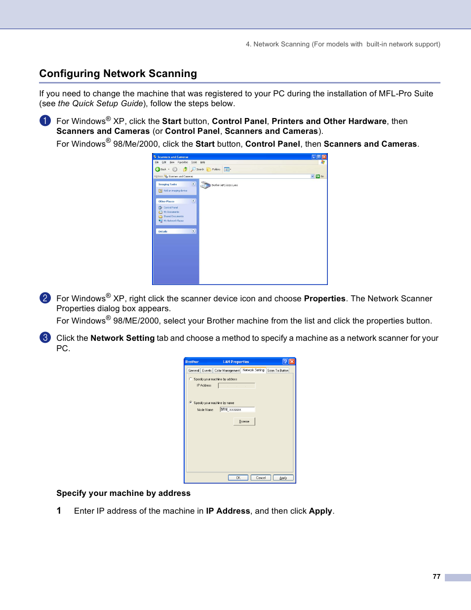 Configuring network scanning | Brother DCP 8060 User Manual | Page 83 / 182