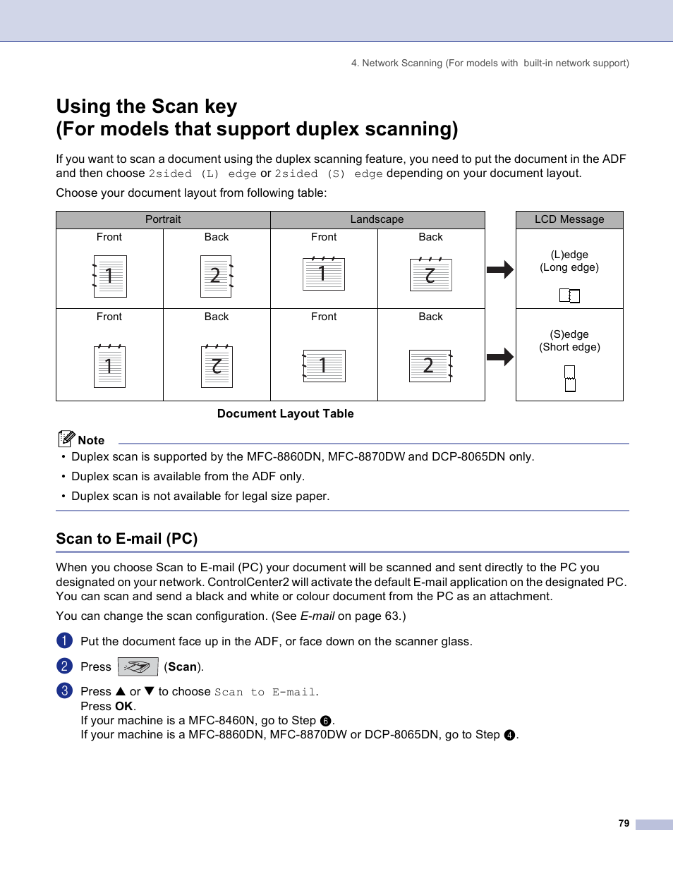 Scan to e-mail (pc), Press ( scan ) | Brother DCP 8060 User Manual | Page 85 / 182