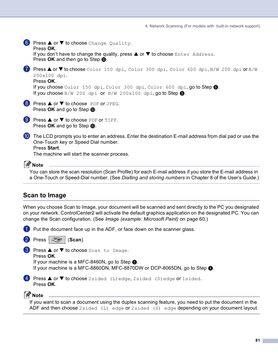 Scan to image | Brother DCP 8060 User Manual | Page 87 / 182