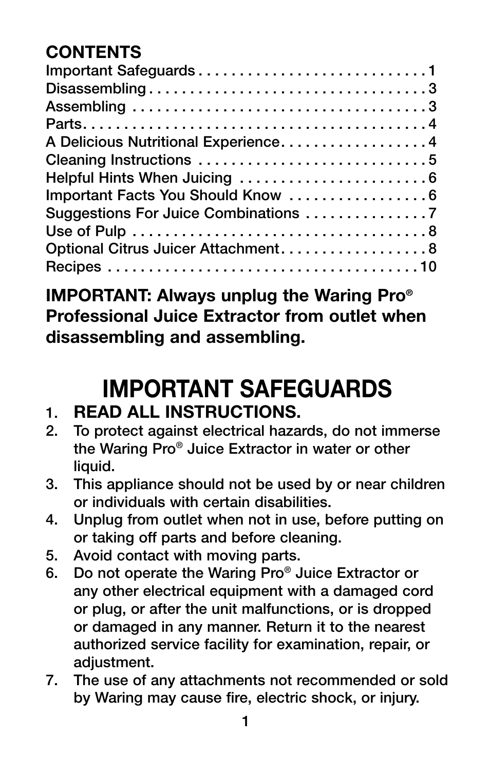 Waring Pro PJE401 User Manual | Page 2 / 12