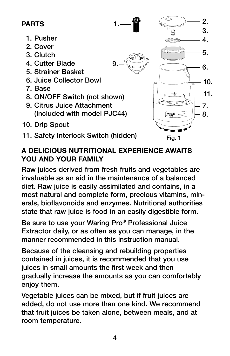 Waring Pro PJE401 User Manual | Page 5 / 12