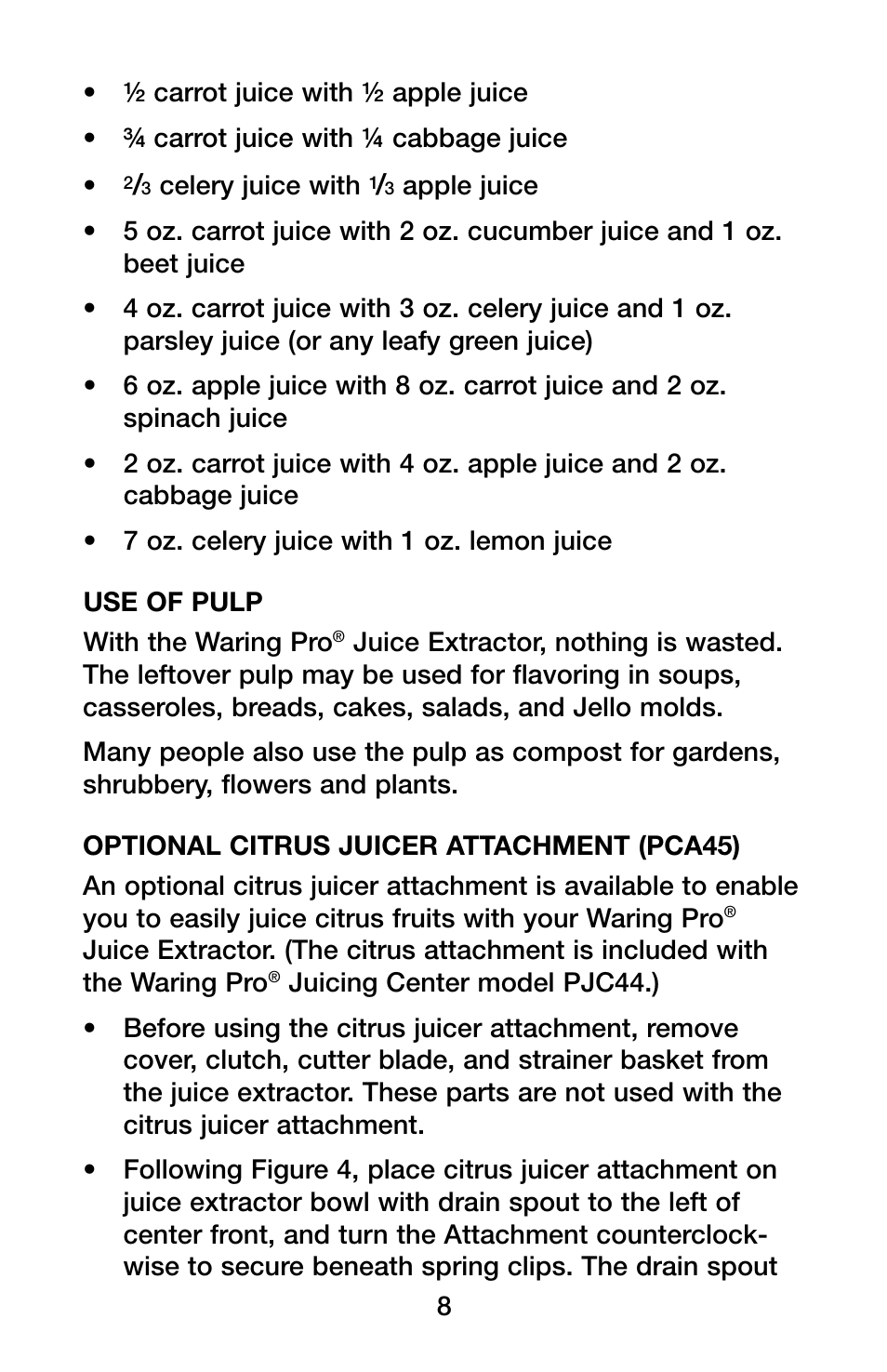 Waring Pro PJE401 User Manual | Page 9 / 12