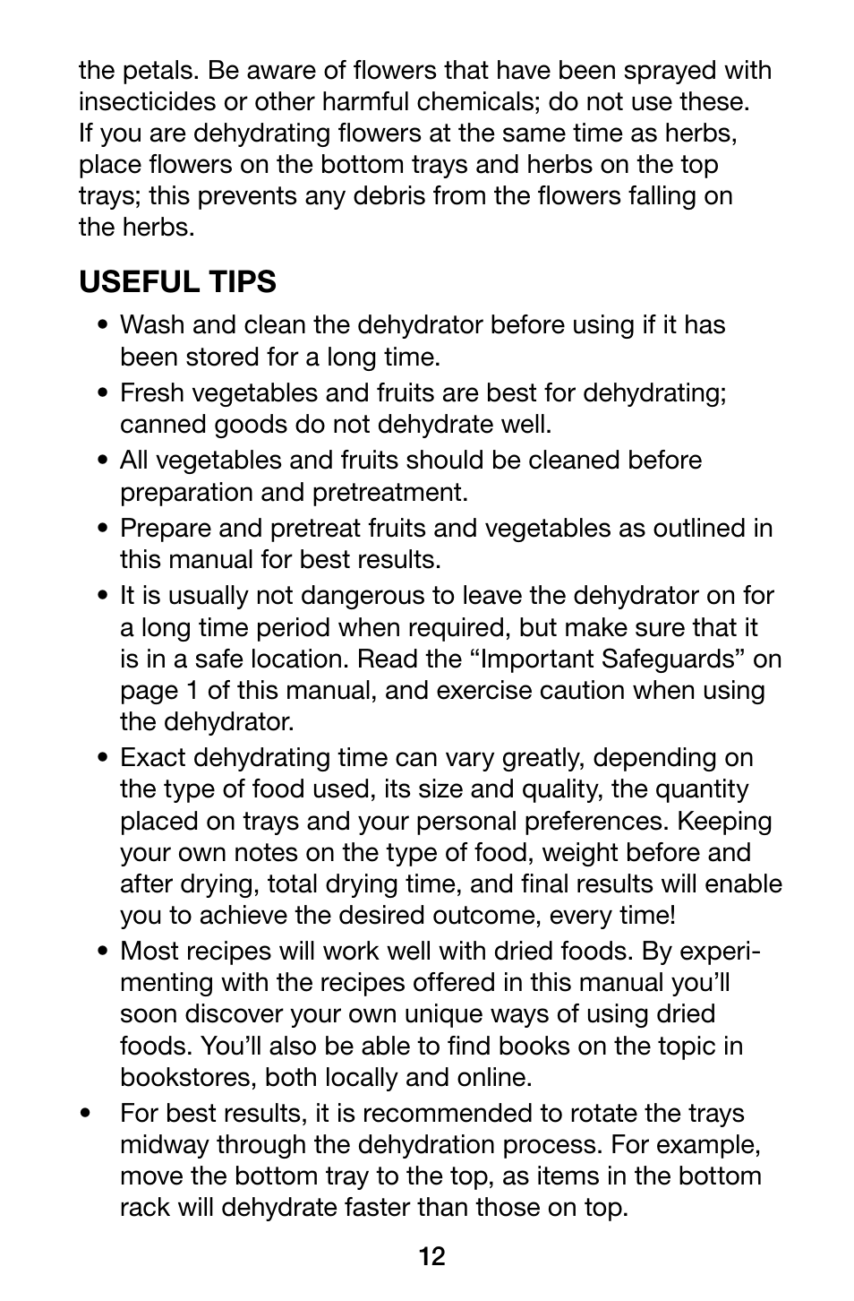 Useful tips | Waring Pro DHR30 User Manual | Page 13 / 20