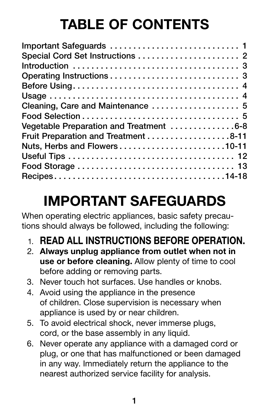 Waring Pro DHR30 User Manual | Page 2 / 20