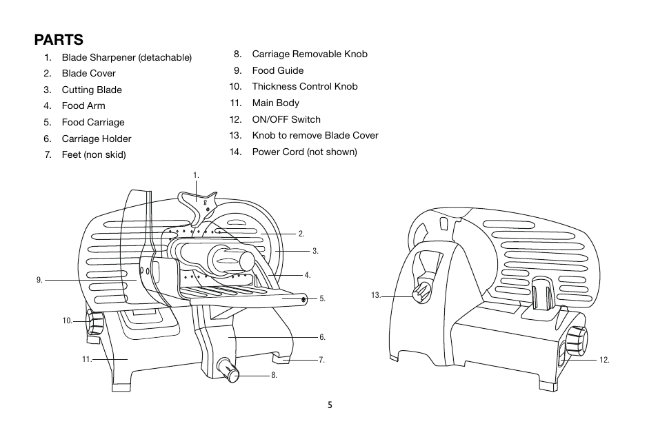 Parts | Waring Pro FS1000 User Manual | Page 6 / 12