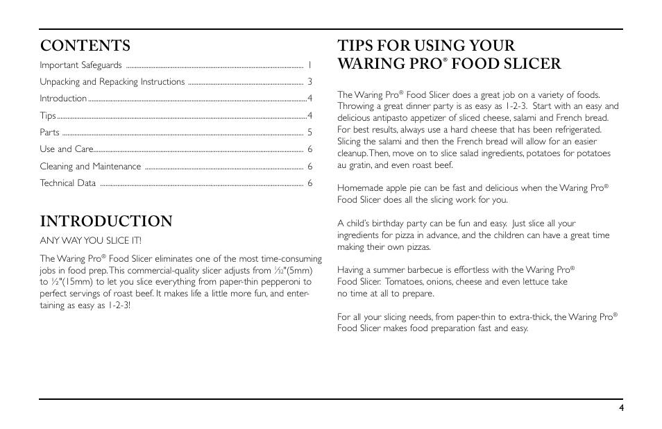Waring Pro FS155 User Manual | Page 5 / 8