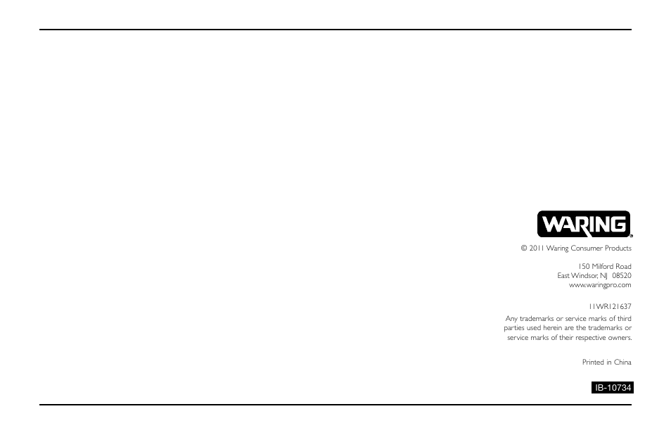 Waring Pro FS155 User Manual | Page 8 / 8