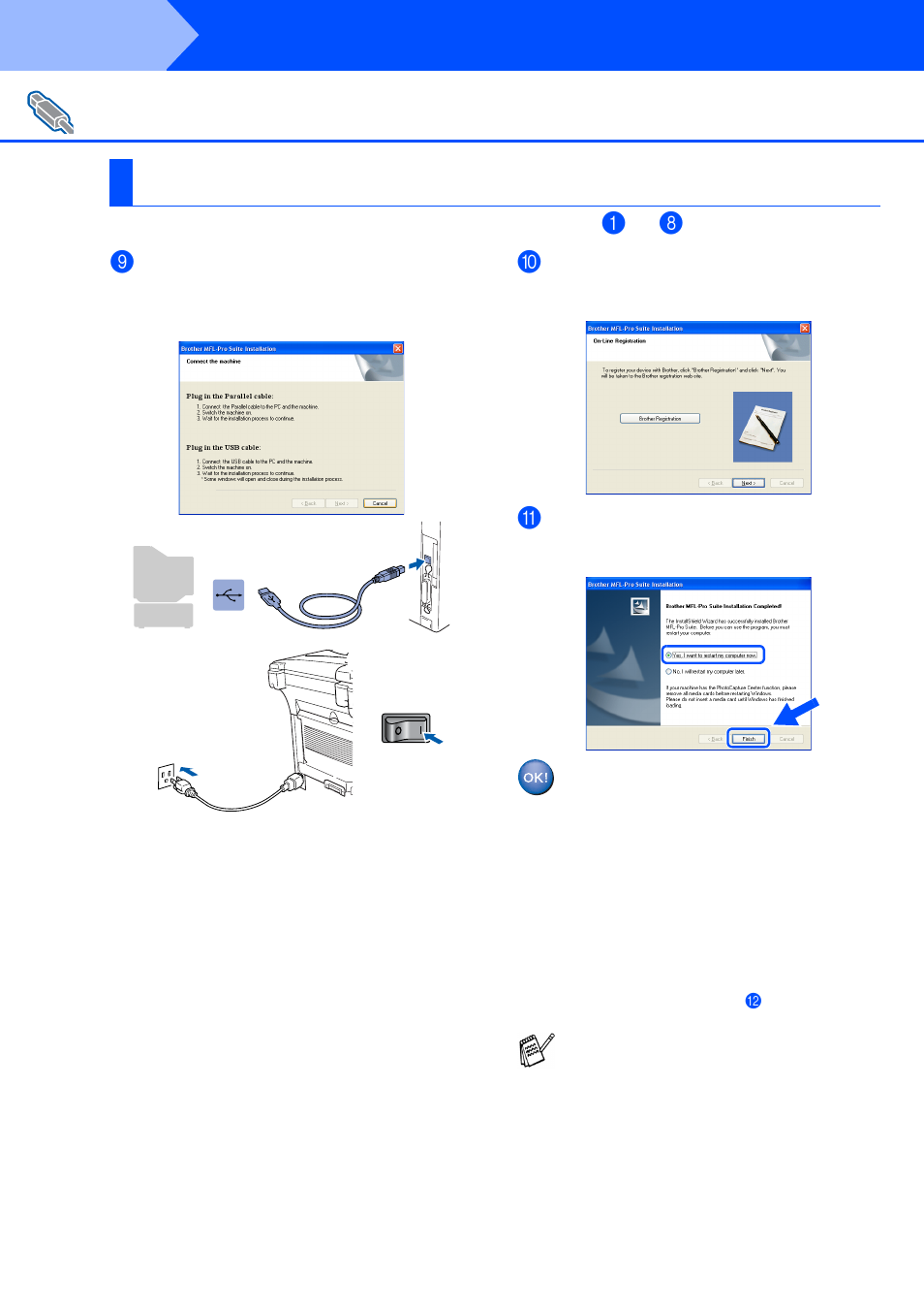For windows® xp users only, For windows, Xp users only | Windows, Xp users, Step 2, Installing the driver & software, For usb interface cable users (for windows | Brother BDL4231CS User Manual | Page 21 / 52