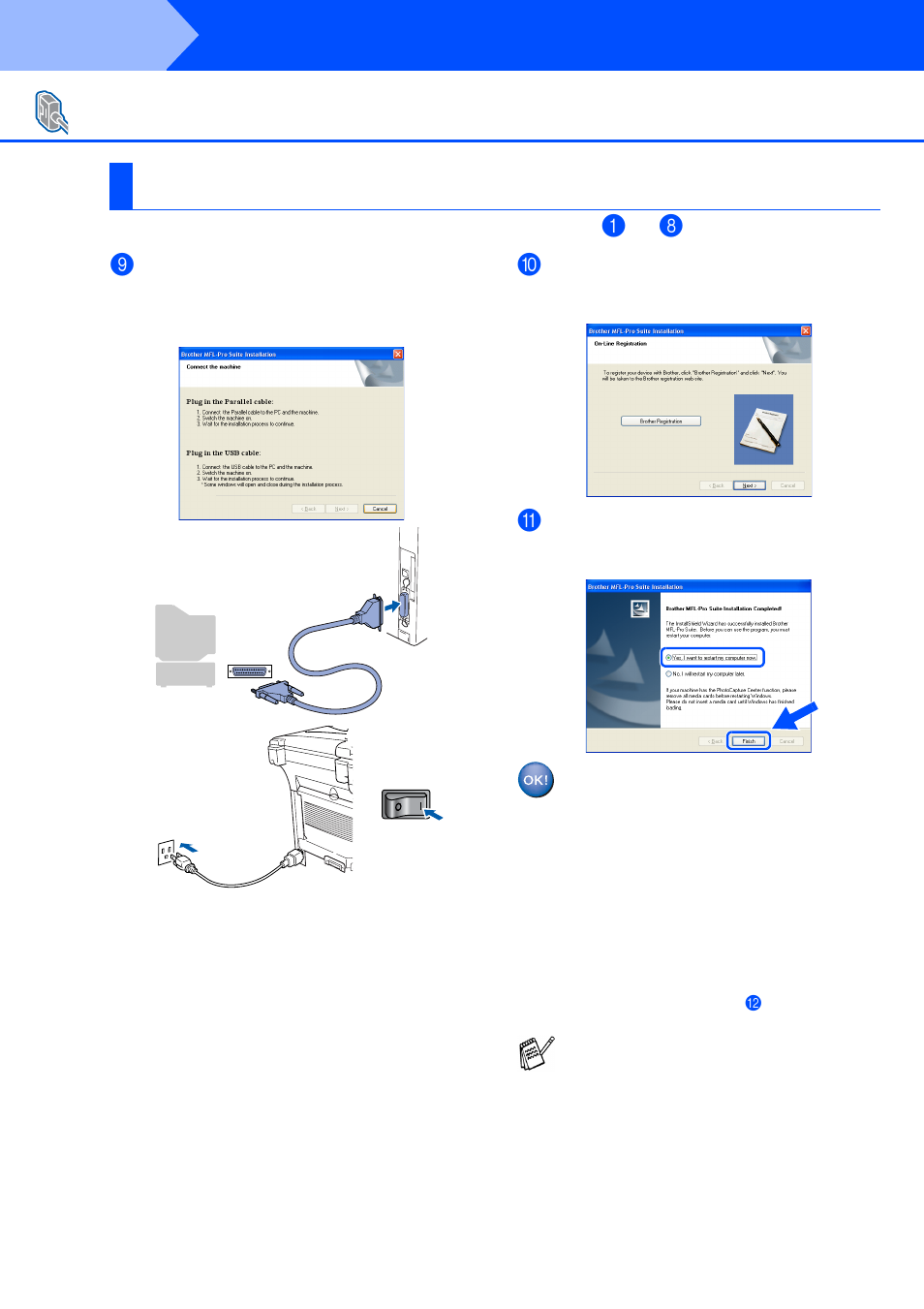 For windows® xp users only, For windows, Xp users only | Windows, Xp users, Step 2, Installing the driver & software, For parallel interface cable users (for windows | Brother BDL4231CS User Manual | Page 31 / 52