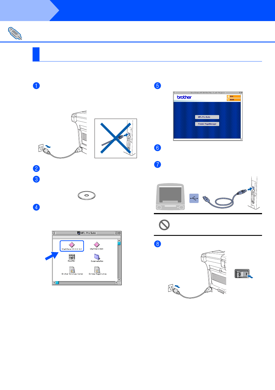 For usb interface cable users, For mac os® 8.6 to 9.2, For mac os | 6 to 9.2, Step 2, Installing the driver & software | Brother BDL4231CS User Manual | Page 39 / 52