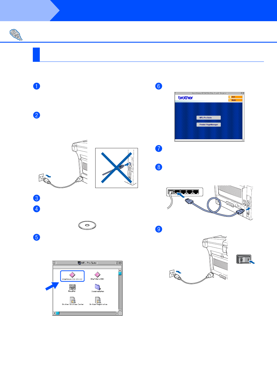 For network interface cable users, For mac os® 8.6 to 9.2, For mac os | 6 to 9.2, Step 2, Installing the driver & software | Brother BDL4231CS User Manual | Page 43 / 52