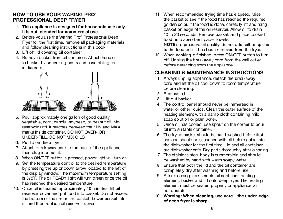 Waring Pro DF280 User Manual | Page 4 / 11