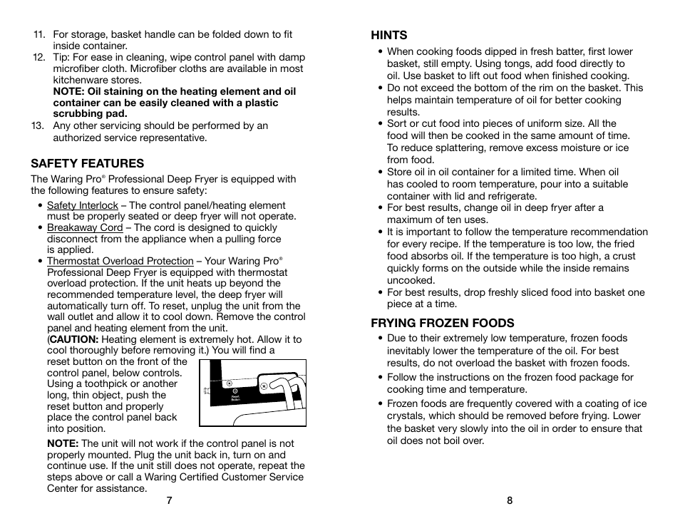 Waring Pro DF280 User Manual | Page 5 / 11