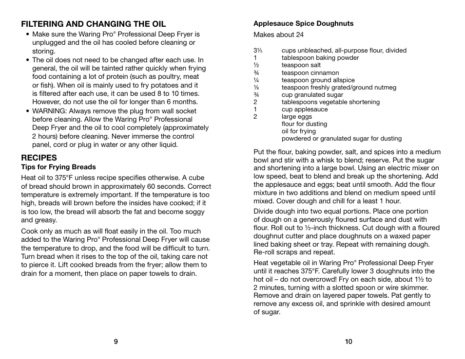 Waring Pro DF280 User Manual | Page 6 / 11