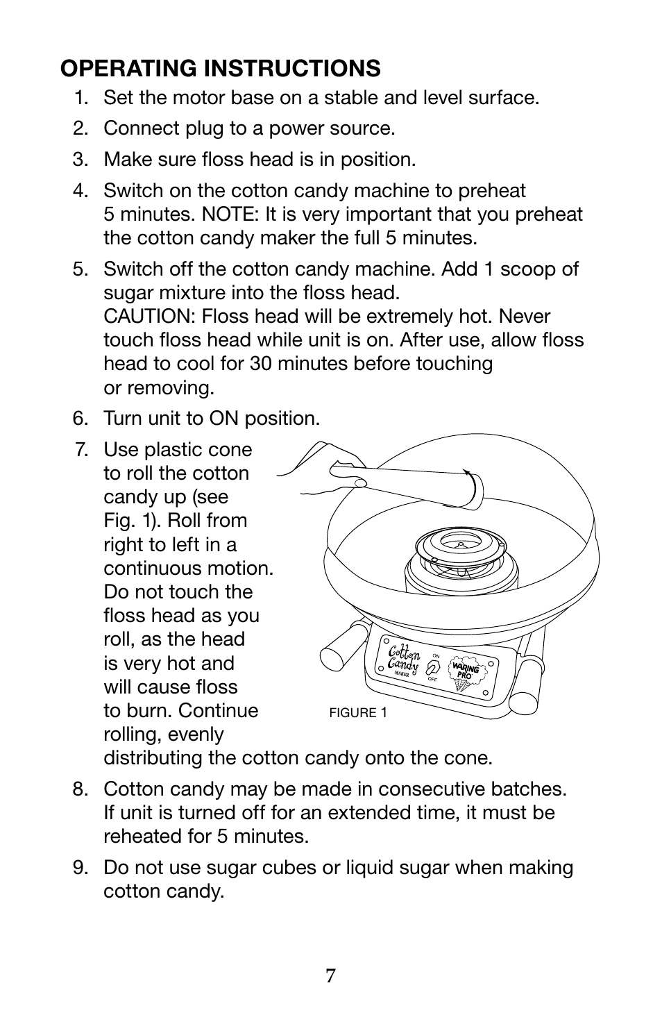 Operating instructions | Waring Pro CC150 User Manual | Page 7 / 12