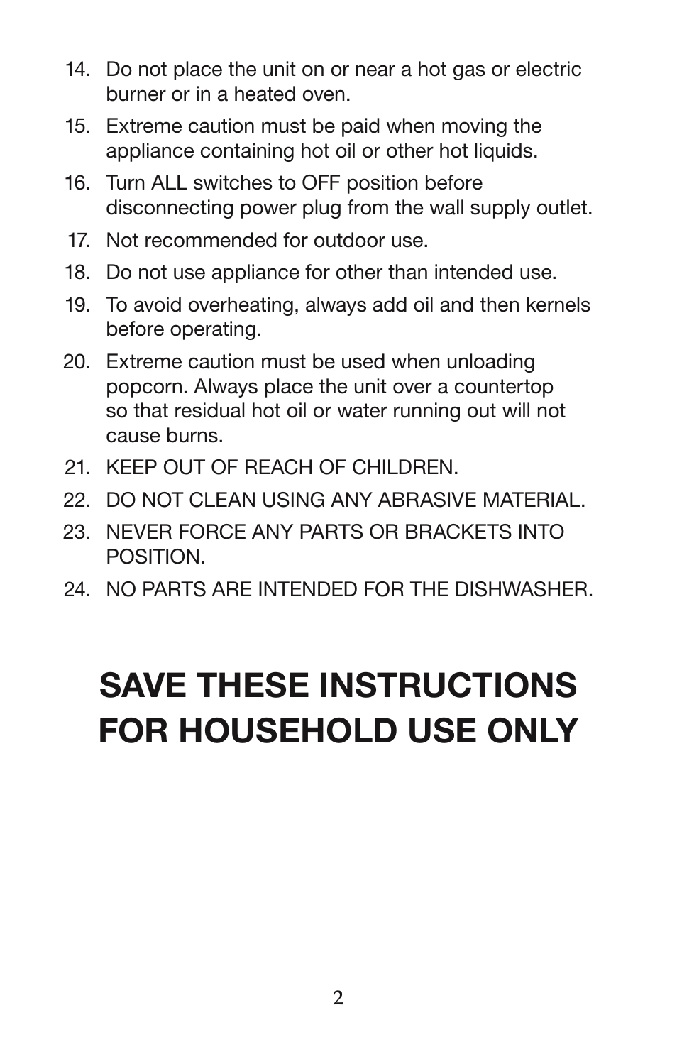 Save these instructions for household use only | Waring Pro WPM30 User Manual | Page 3 / 8