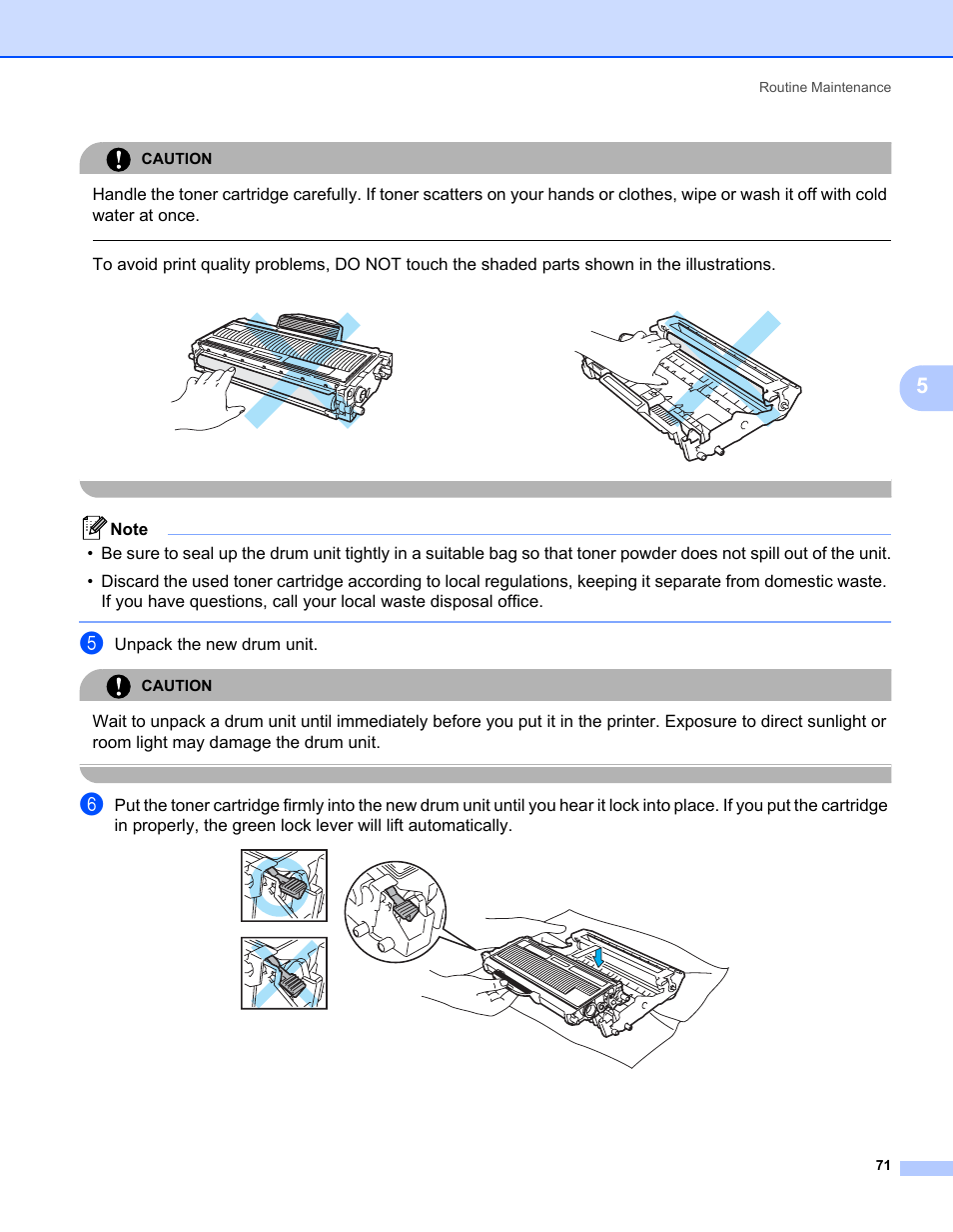 Unpack the new drum unit | Brother HL-2150N User Manual | Page 78 / 130