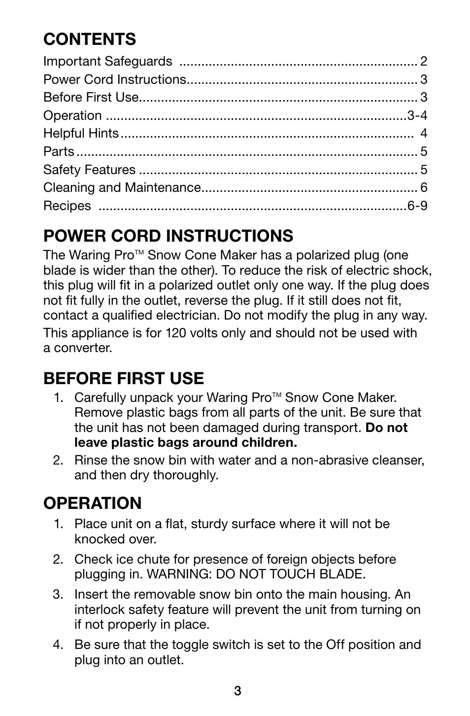 Waring Pro SCM100 User Manual | Page 3 / 12