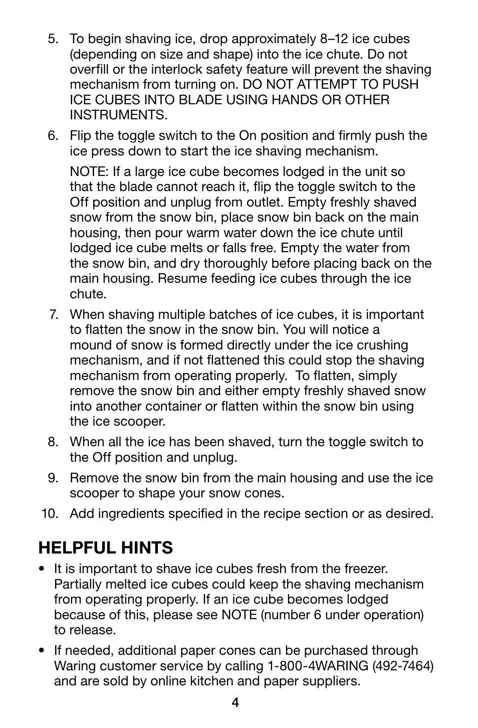 Helpful hints | Waring Pro SCM100 User Manual | Page 4 / 12