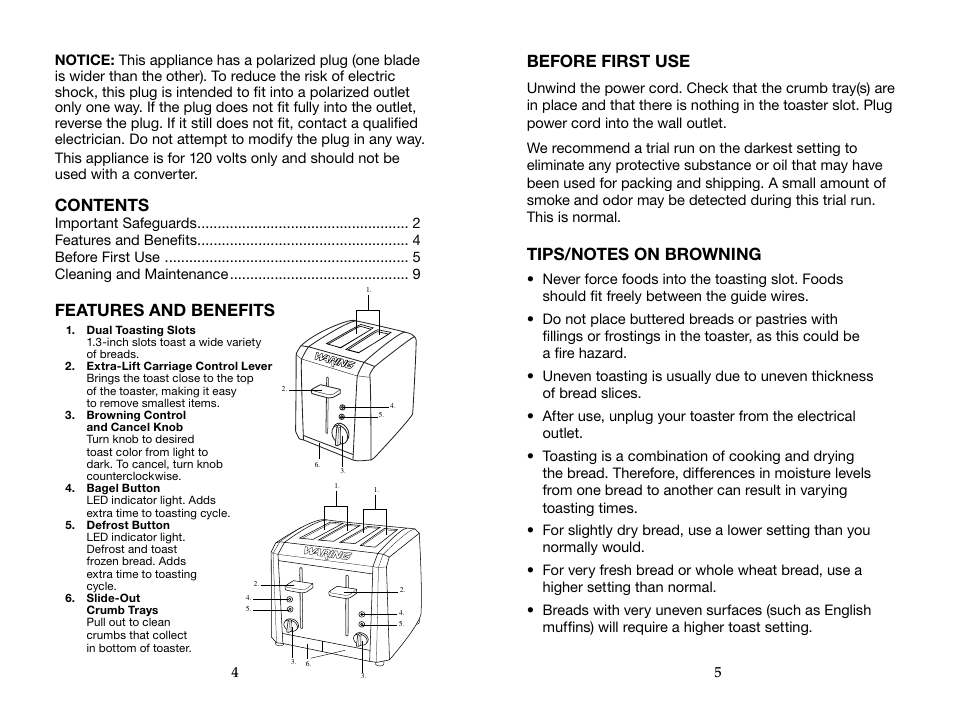 Waring Pro WT400 User Manual | Page 3 / 7