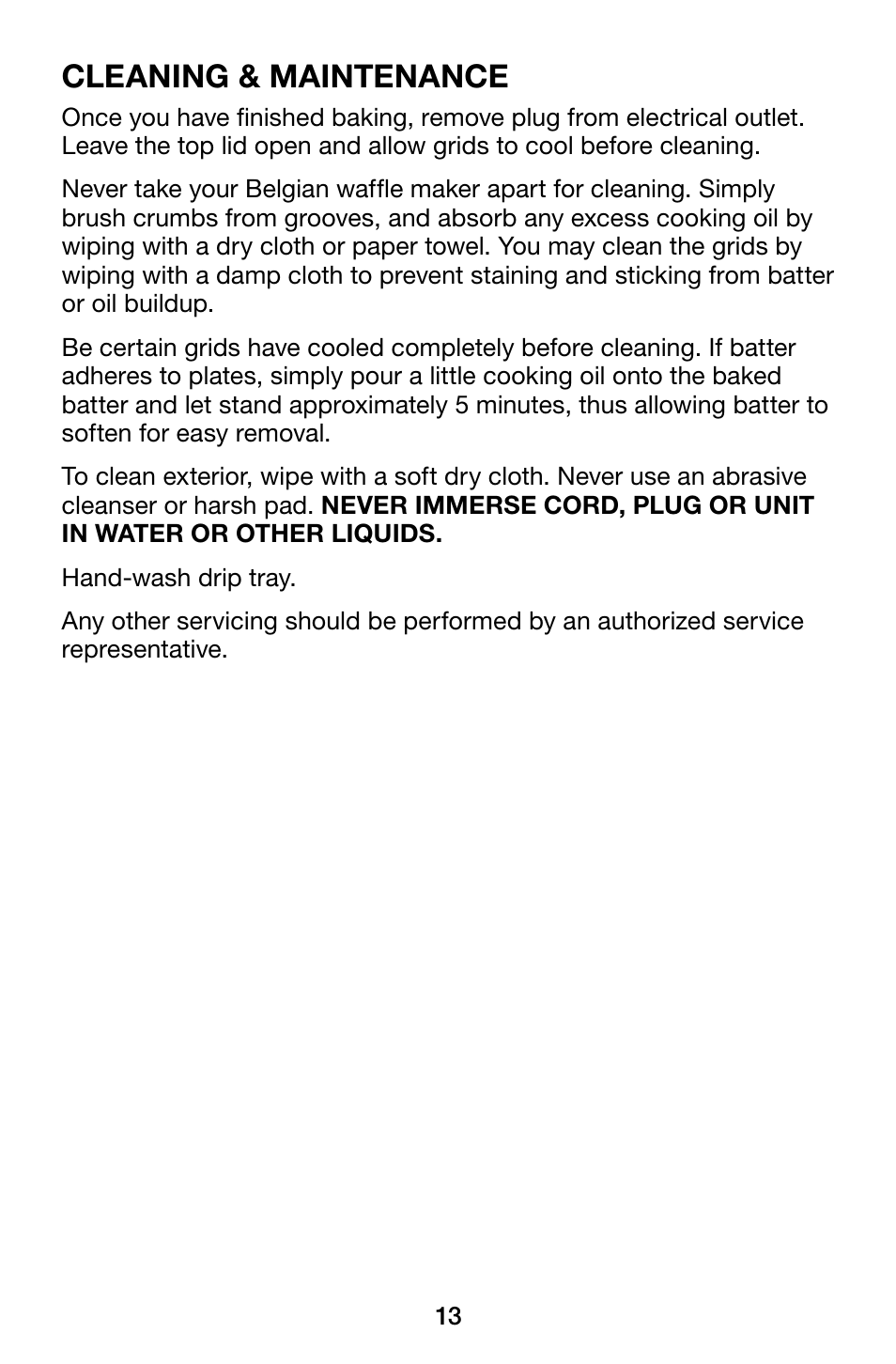 Cleaning & maintenance | Waring Pro WMK200 User Manual | Page 13 / 16