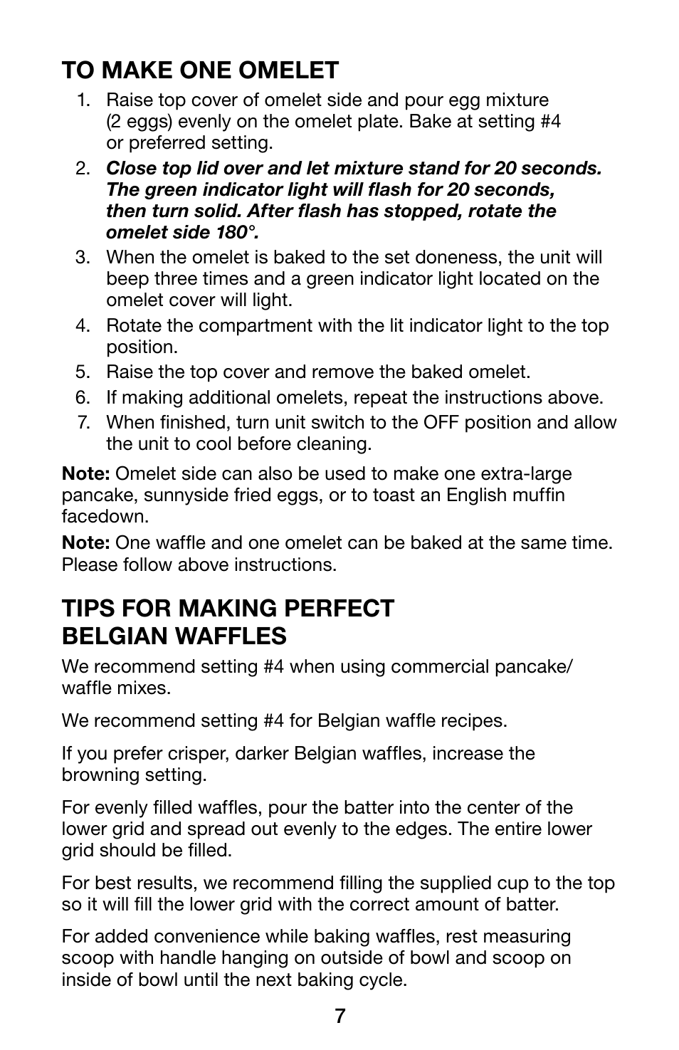 Tips for making perfect belgian waffles | Waring Pro WMR300 User Manual | Page 7 / 20