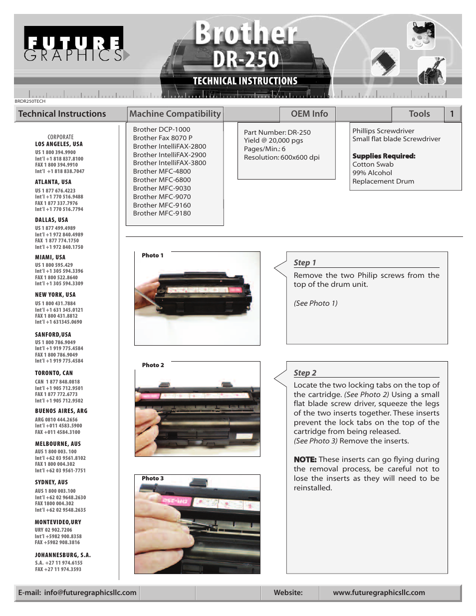 Brother DR-250 User Manual | 9 pages