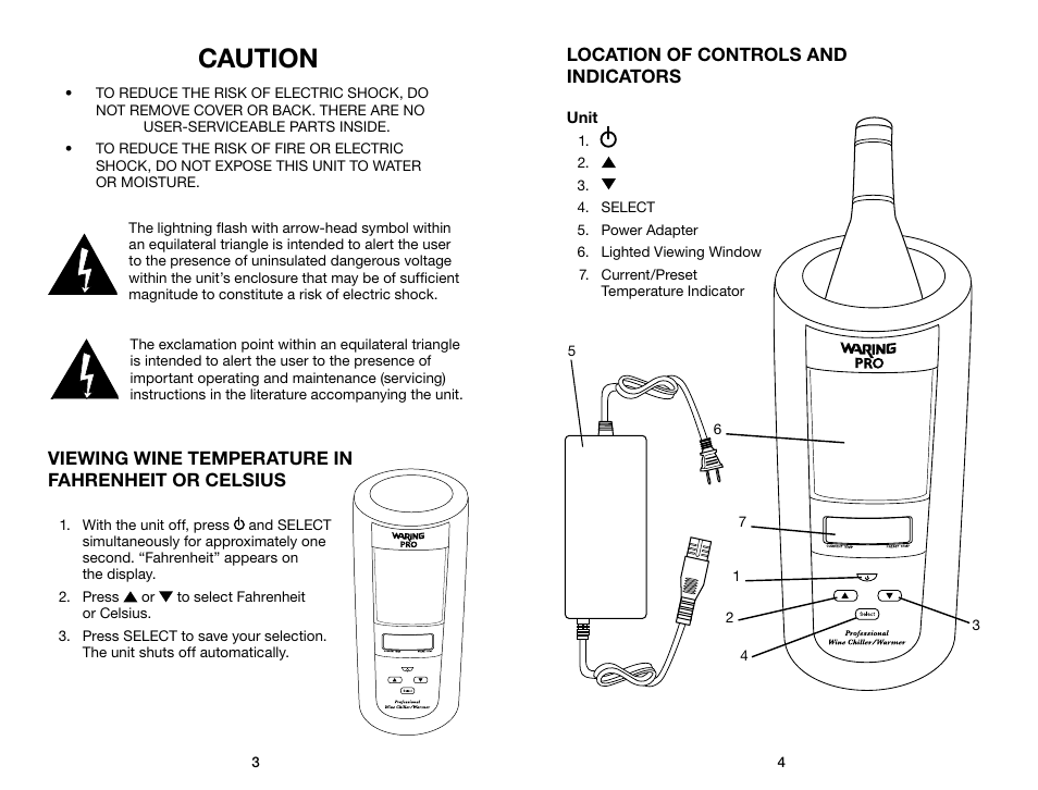 Caution | Waring Pro RPC175WS User Manual | Page 3 / 5