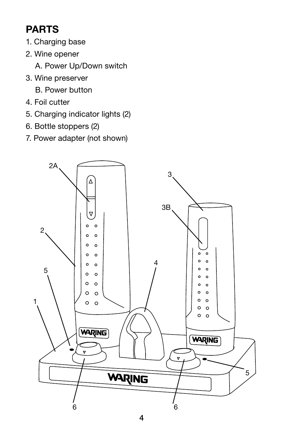 Parts | Waring Pro WC400 User Manual | Page 4 / 8