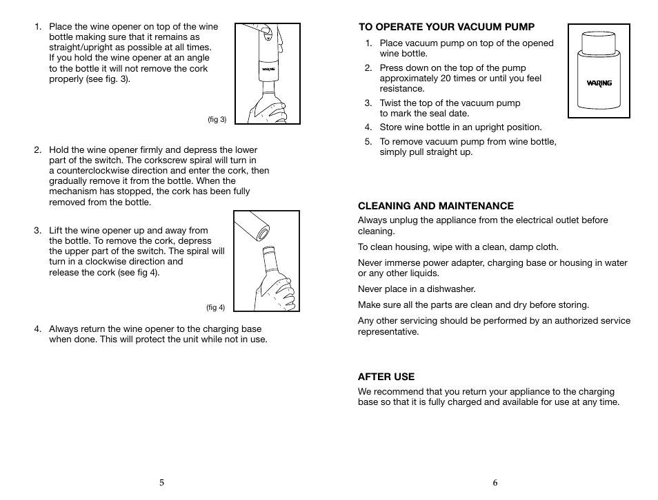 Waring Pro WO50B User Manual | Page 4 / 5