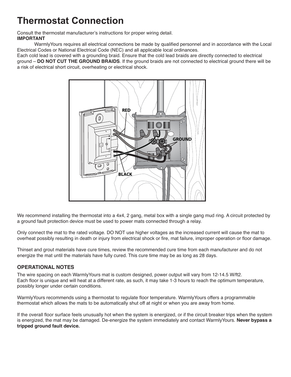 Tz custom fit manual_10, Thermostat connection | WarmlyYours TempZone Custom Mat User Manual | Page 10 / 11