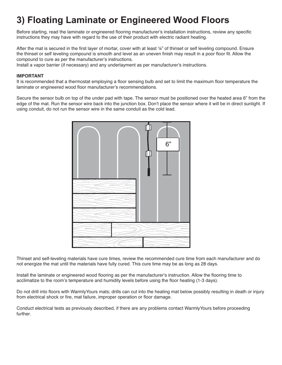 Tz custom fit manual_8, 3) floating laminate or engineered wood floors | WarmlyYours TempZone Custom Mat User Manual | Page 8 / 11