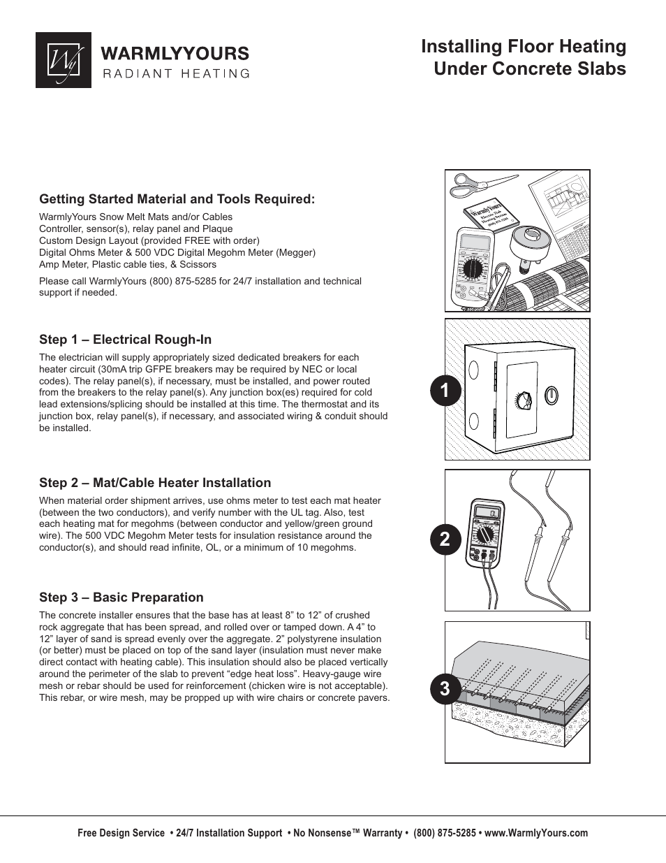 WarmlyYours Floor Heating Under Concrete Slabs User Manual | 2 pages