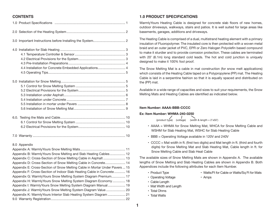 WarmlyYours Snow Melting & Slab Heating User Manual | Page 2 / 24