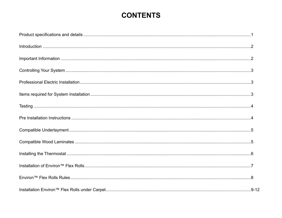 WarmlyYours Environ Flex Roll System For laminate/floating wood & engineered wood floor coverings User Manual | Page 2 / 14