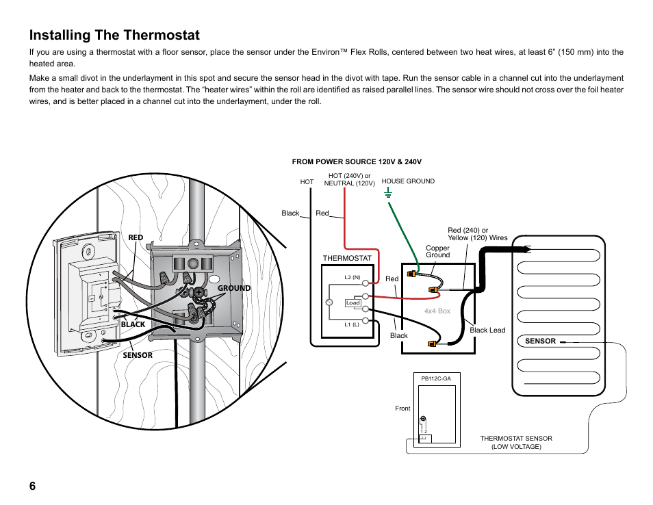 Installing the thermostat | WarmlyYours Environ Flex Roll System For laminate/floating wood & engineered wood floor coverings User Manual | Page 8 / 14