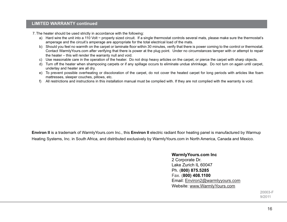 Ev2-manual_20003-g_16 | WarmlyYours Environ II Floor Heating System User Manual | Page 16 / 16