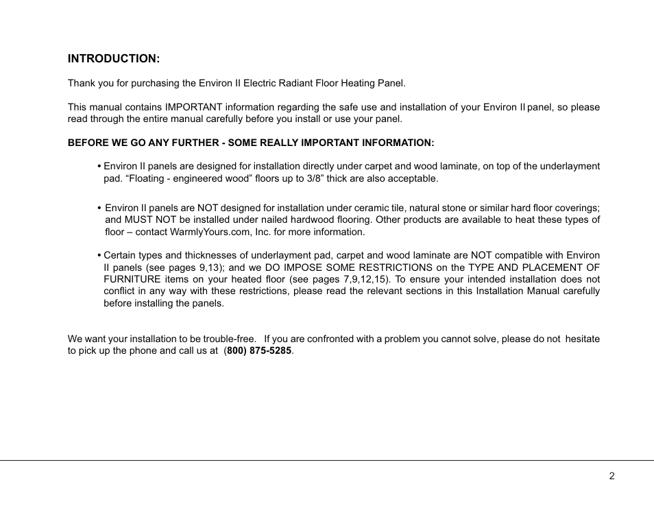 Ev2-manual_20003-g_2 | WarmlyYours Environ II Floor Heating System User Manual | Page 2 / 16