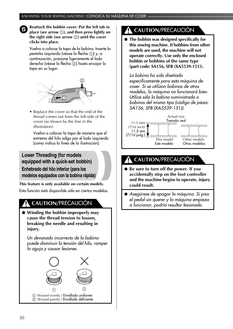 Caution/ precaución | Brother BM-3600 User Manual | Page 31 / 82