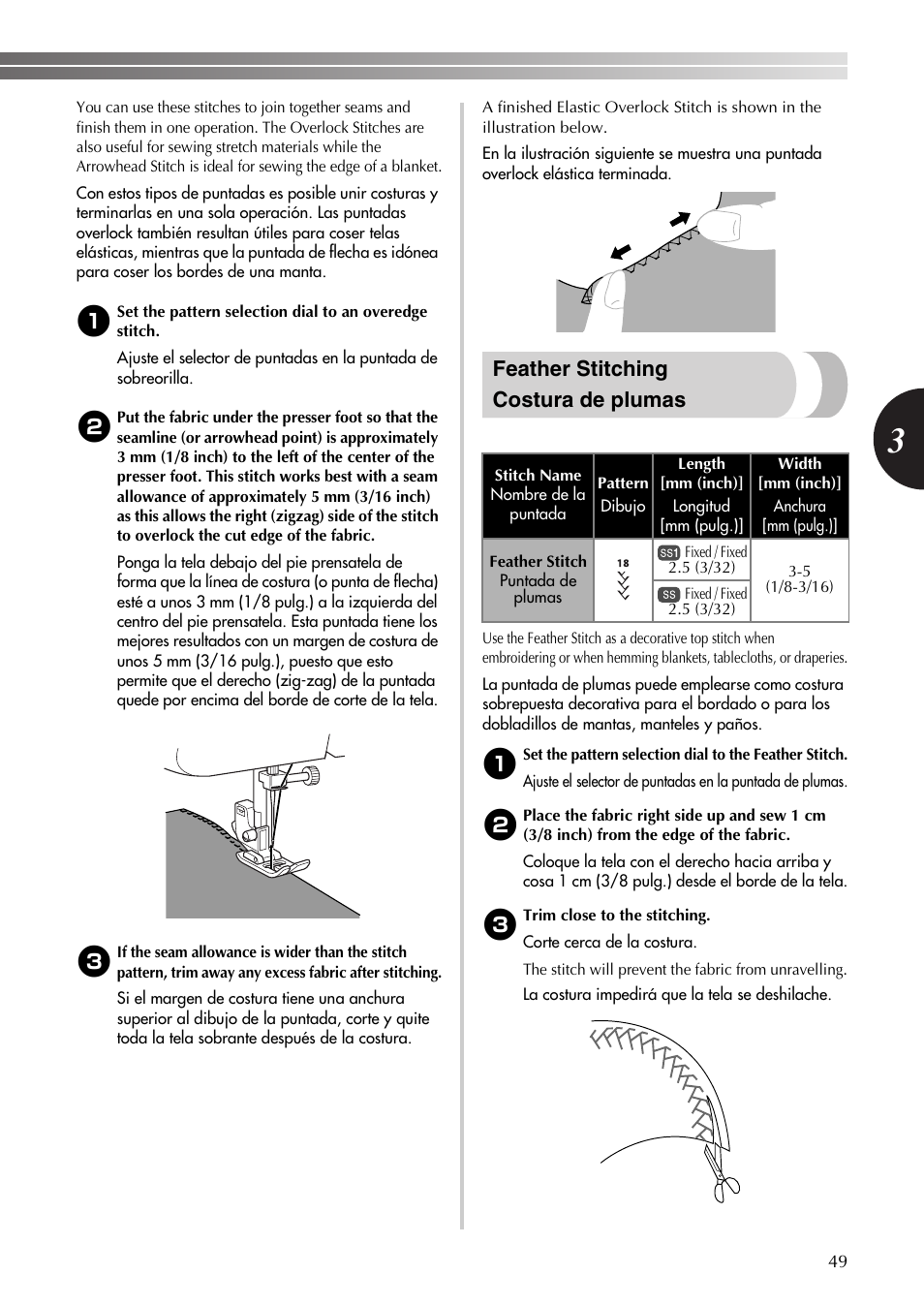Feather stitching costura de plumas | Brother BM-3600 User Manual | Page 50 / 82