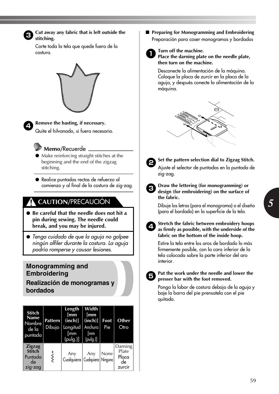 Caution/ precaución | Brother BM-3600 User Manual | Page 60 / 82