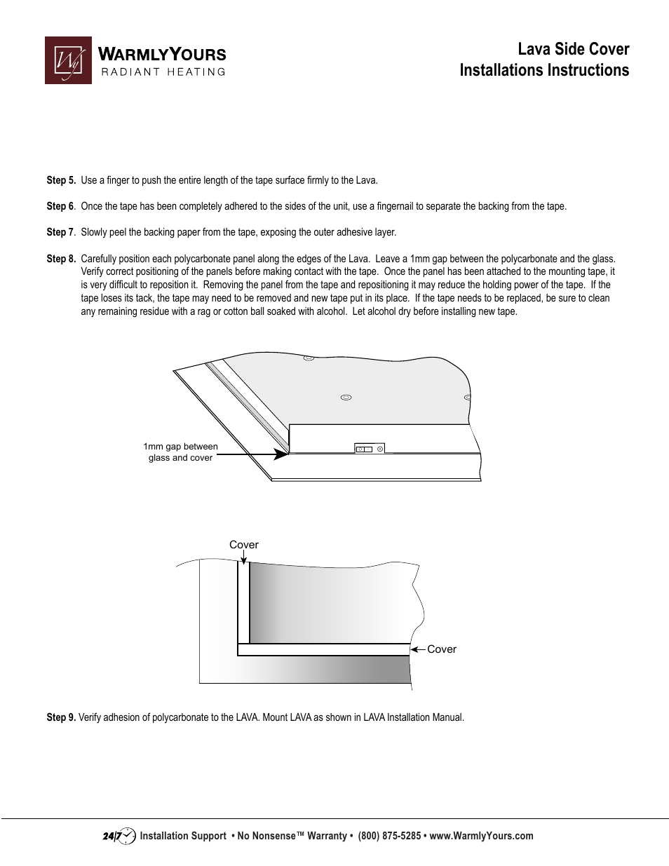 Lava side cover installations instructions | WarmlyYours Lava Side Cover User Manual | Page 2 / 2