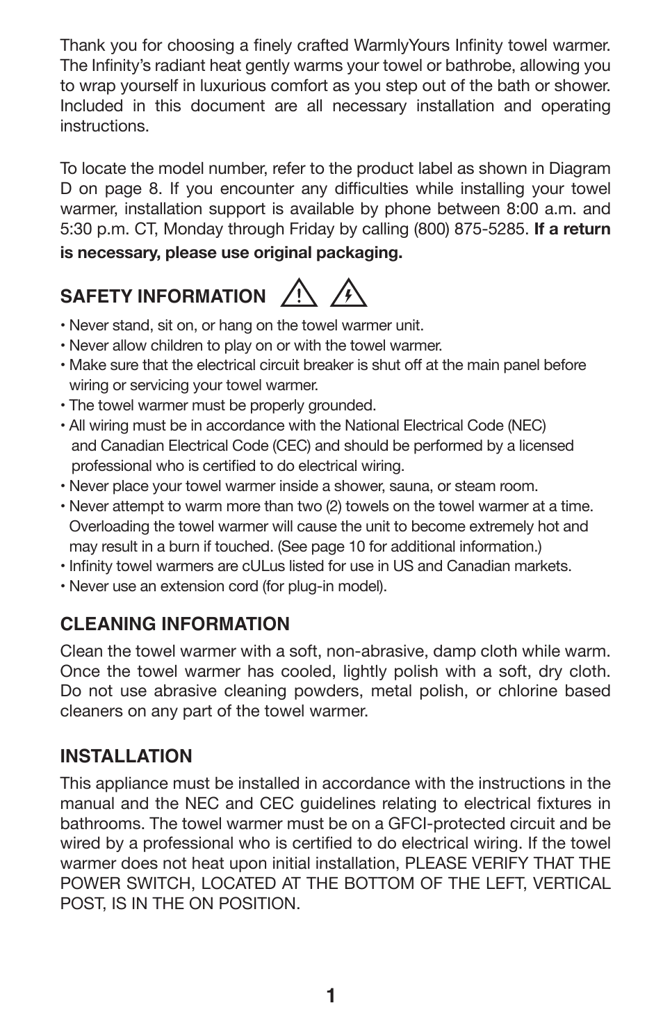 WarmlyYours Infinity User Manual | Page 2 / 13