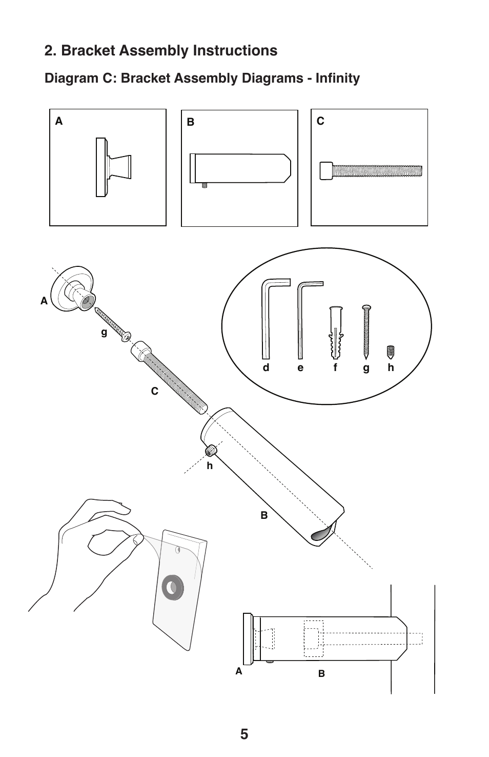 Bracket assembly instructions, Diagram c: bracket assembly diagrams - infi nity | WarmlyYours Infinity User Manual | Page 6 / 13