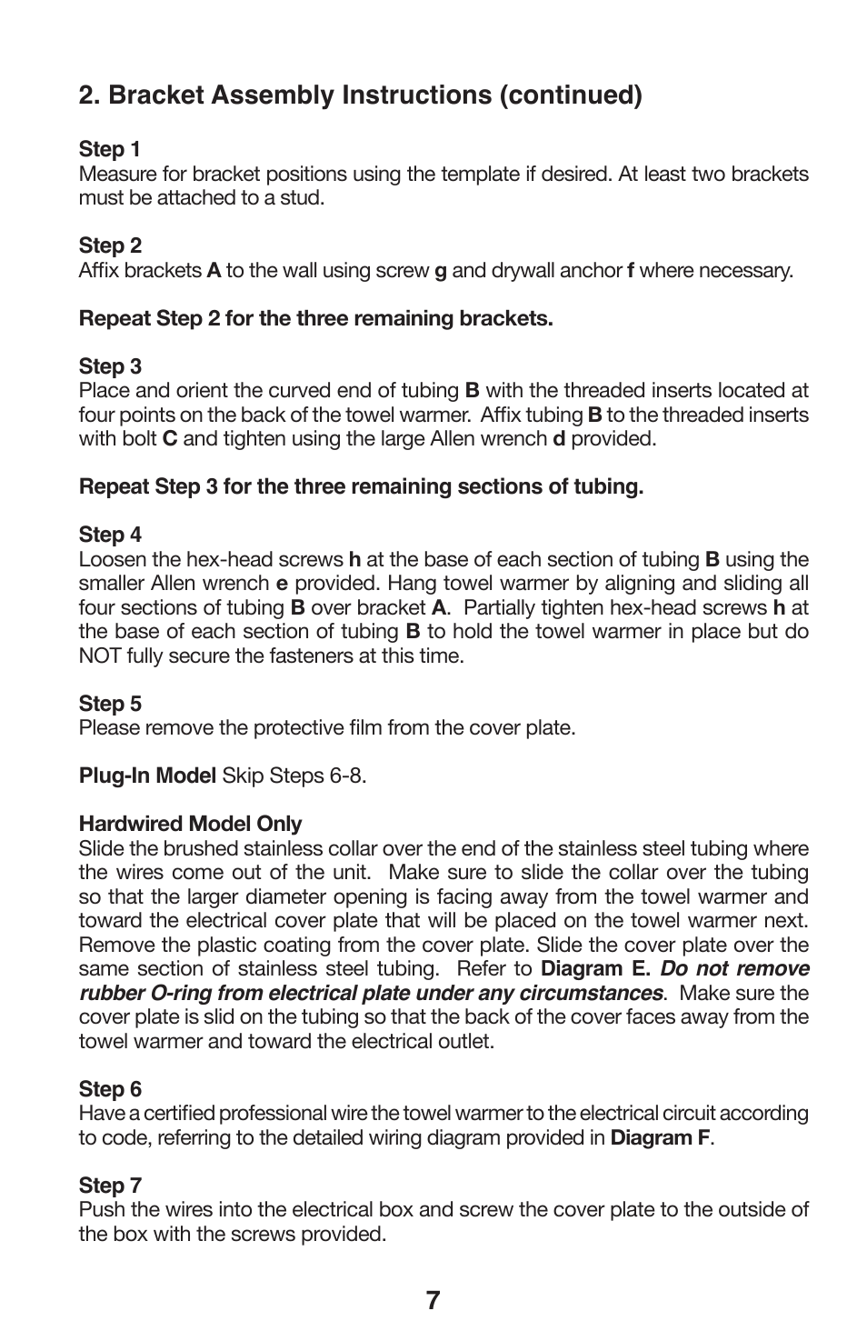 Bracket assembly instructions (continued) | WarmlyYours Infinity User Manual | Page 8 / 13