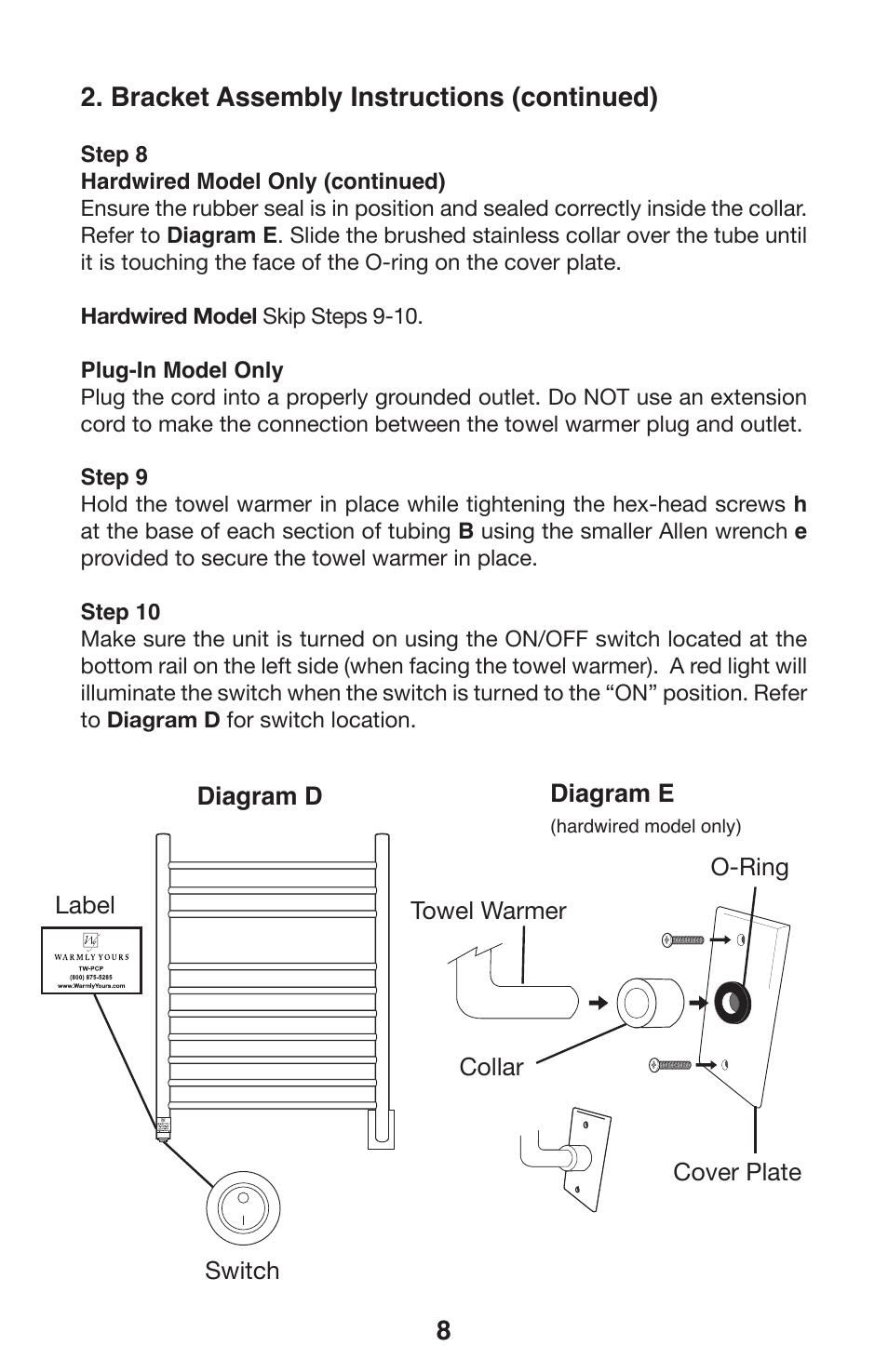 Bracket assembly instructions (continued) | WarmlyYours Infinity User Manual | Page 9 / 13