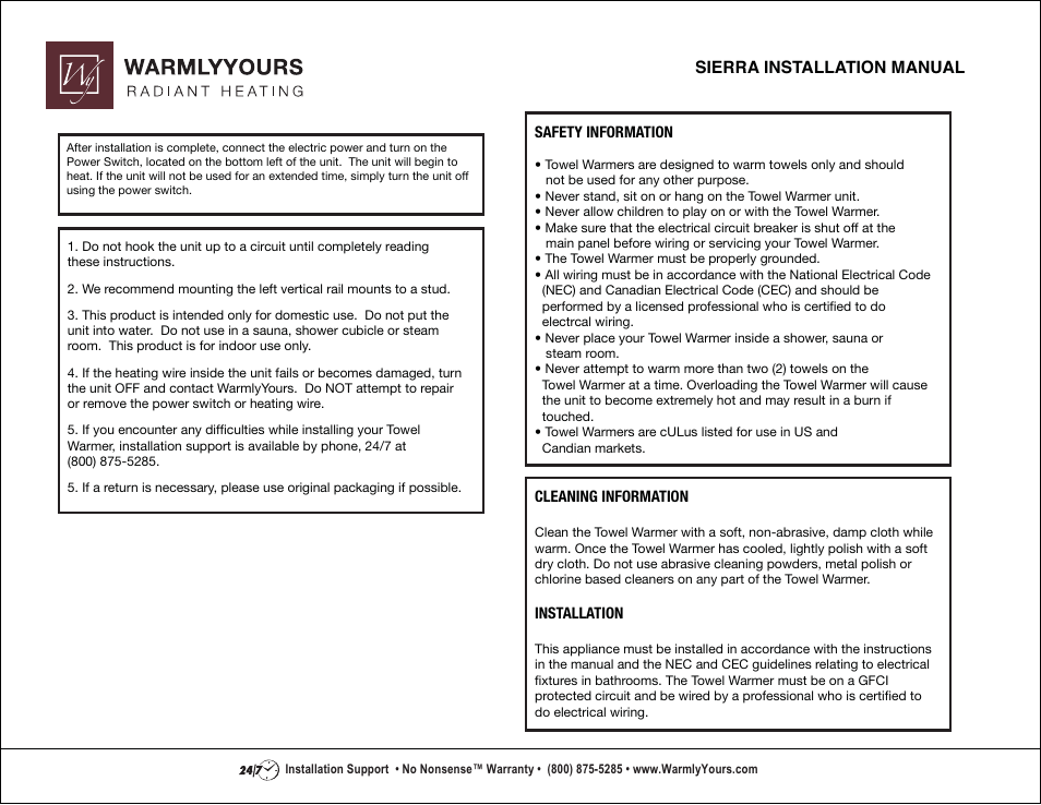 WarmlyYours Sierra User Manual | Page 2 / 3